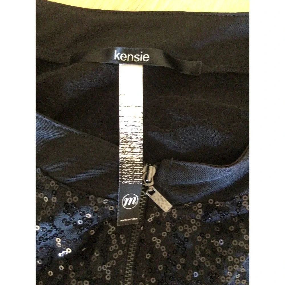 Kensie Women's Black Sequin Full Zip Bomber Jacket Size M - Picture 7 of 7
